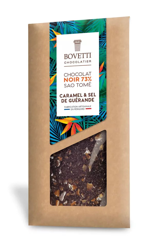 100 G DONKERE CHOCOLADE KARAMEL & GUERANDE ZOUTREEP