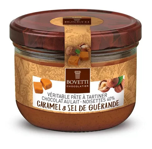 HAZELNOOT/CHOCOLADE SPREAD, MELKKARAMEL en ZOUT 200G