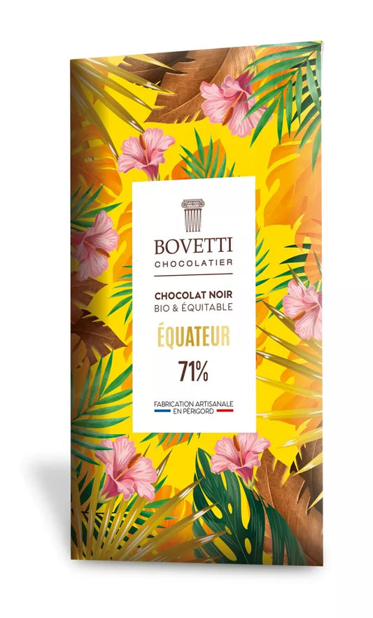 80 G BIOLOGISCHE PURE CHOCOLADEREEP VAN ECUADOR 71% CACAO